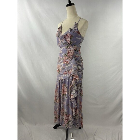 ASTR the Label Kiana Dress Light Purple Floral Small Ruffles Ruched Wedding - Picture 16 of 16